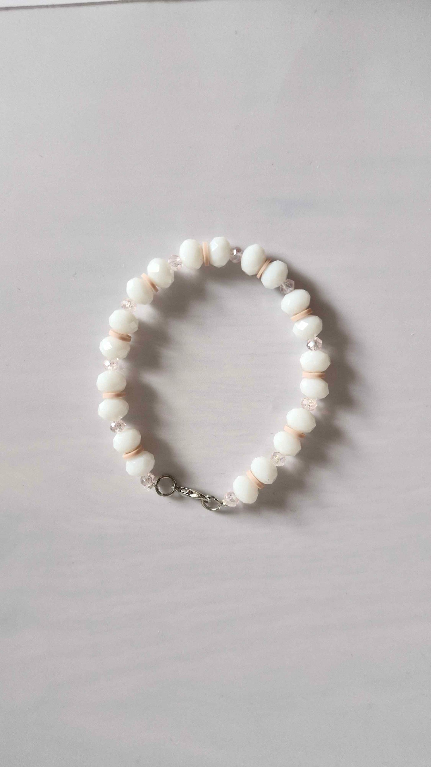 Frosted Blossom & Peach Disk Beaded Bracelet