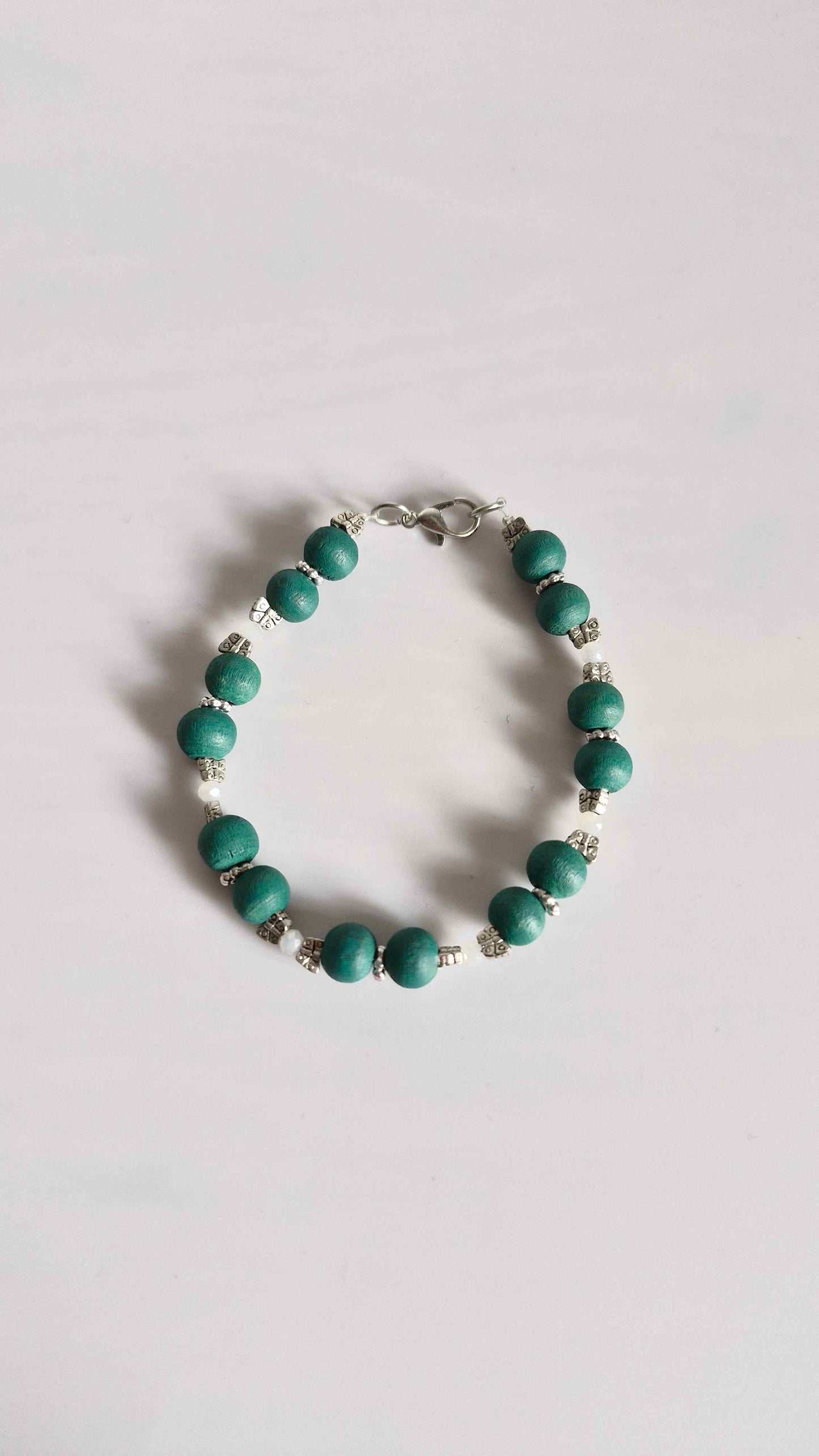 Forest Pine & Butterfly Silver Beaded Bracelet