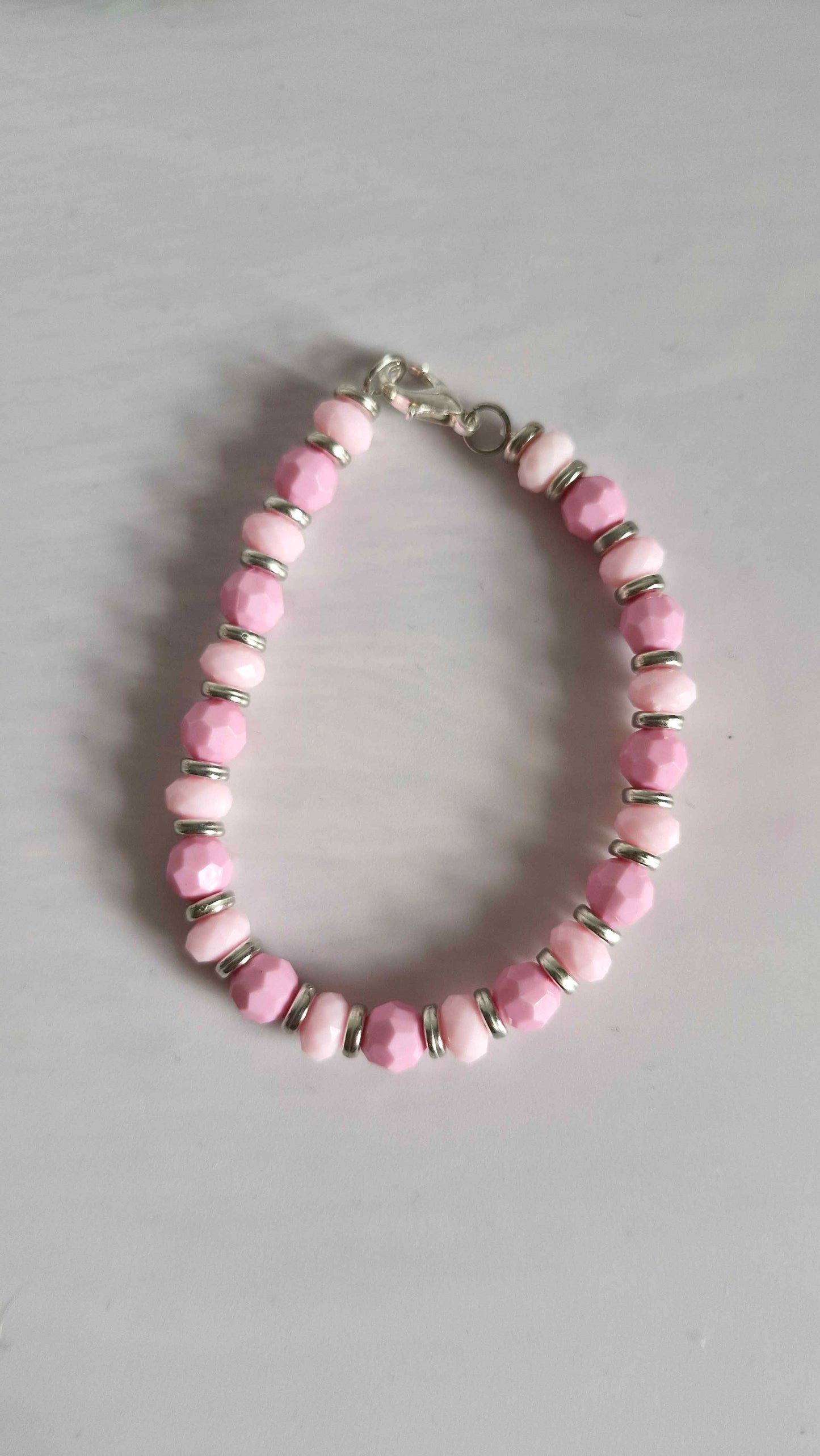 Blush Pink Ombré & Silver Disc Bracelet