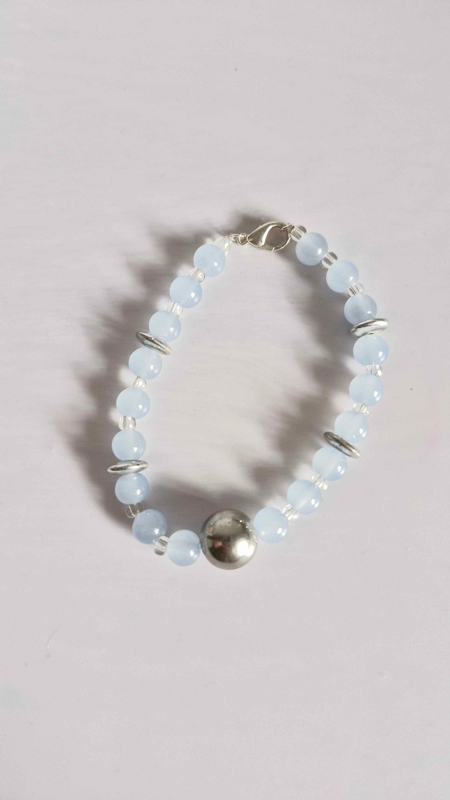 Arctic Mist & Silver Globe Beaded Bracelet