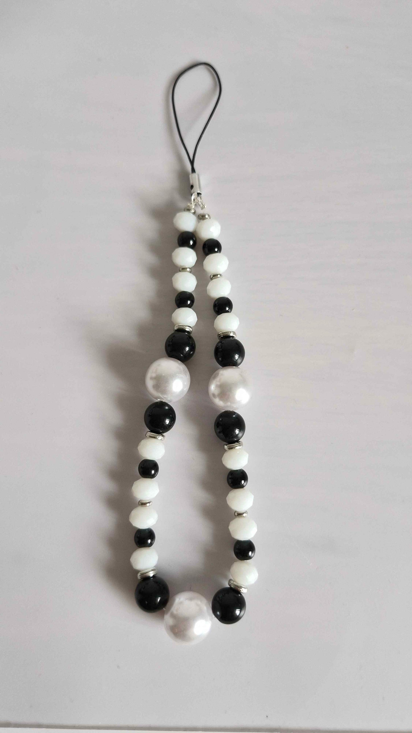 Monochrome Mod Black & White Beaded Loop Charm