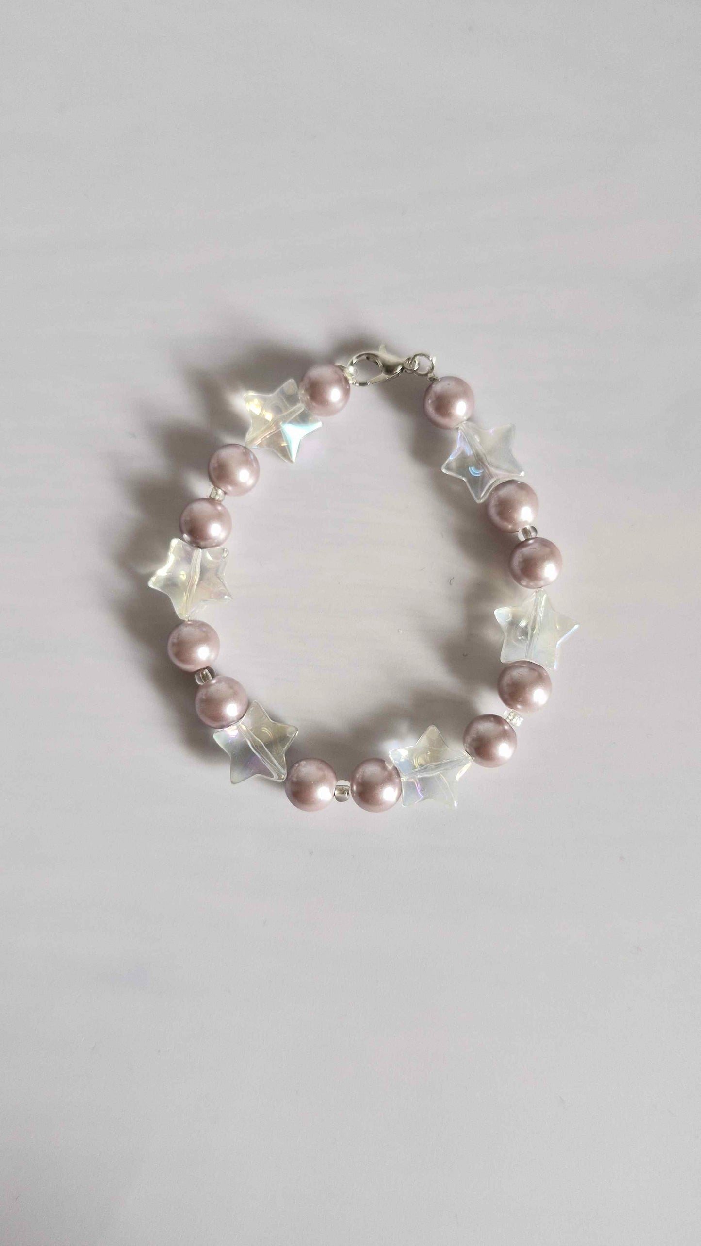 Iridescent Star & Mauve Pearl Beaded Bracelet