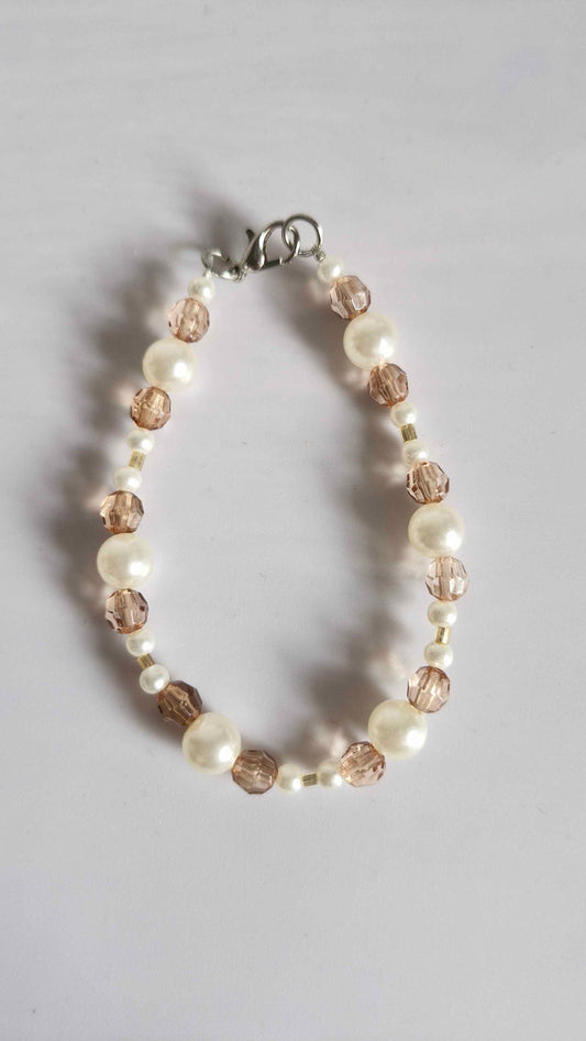 Classic Cream Pearl & Amber Crystal Bracelet