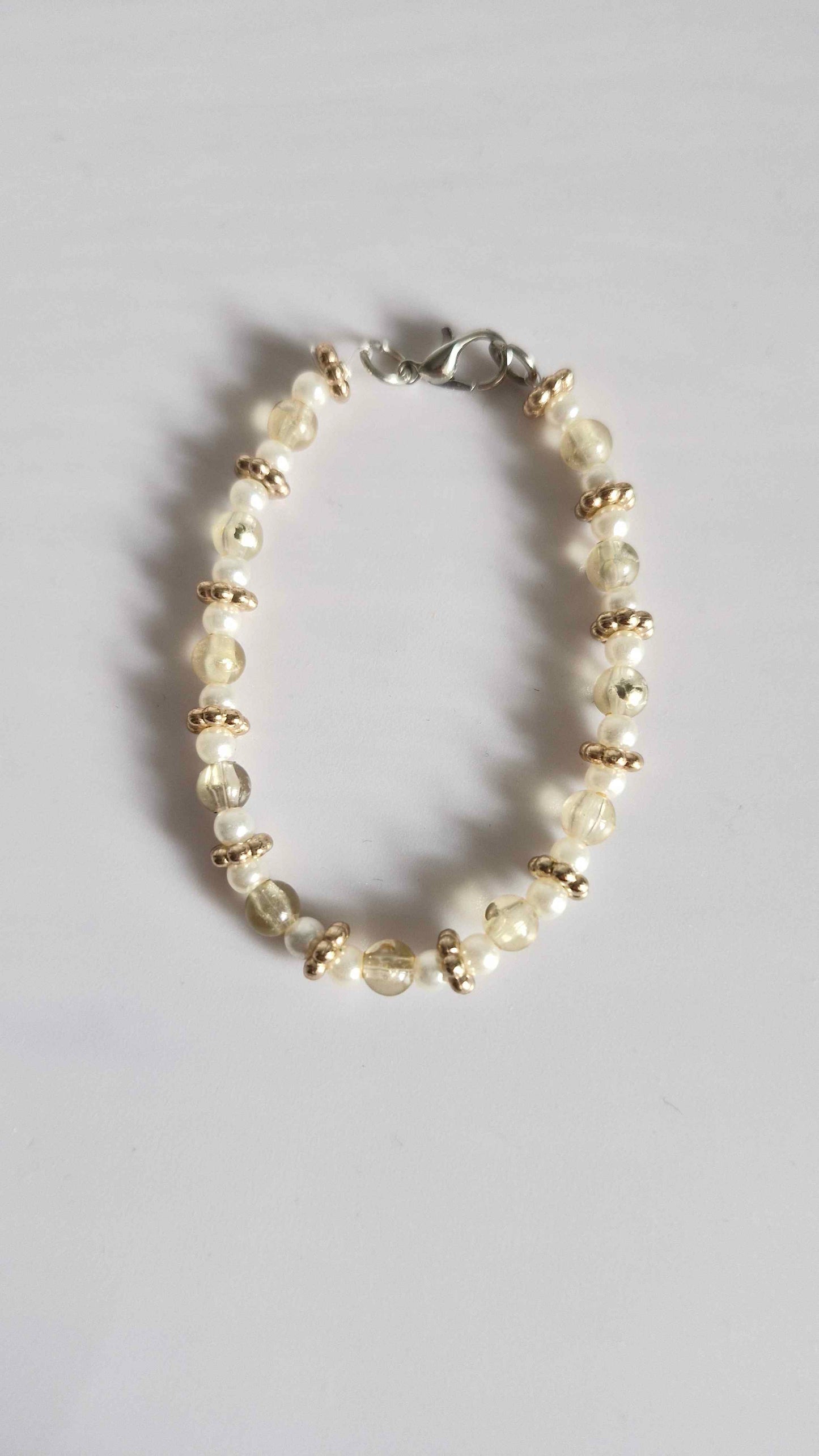 Champagne Quartz & Pearl Beaded Bracelet