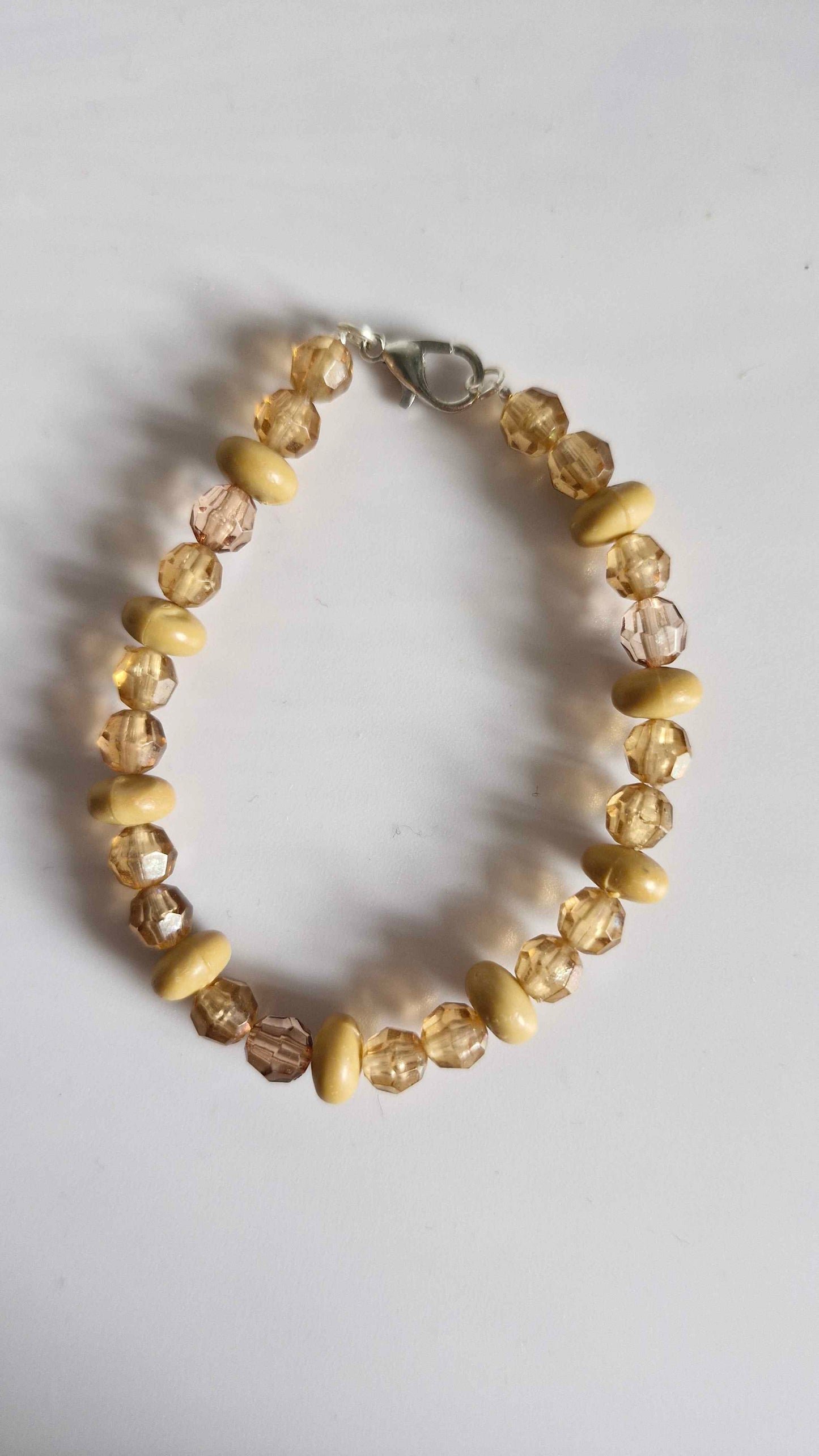 Topaz Crystal & Cream Disc Beaded Bracelet