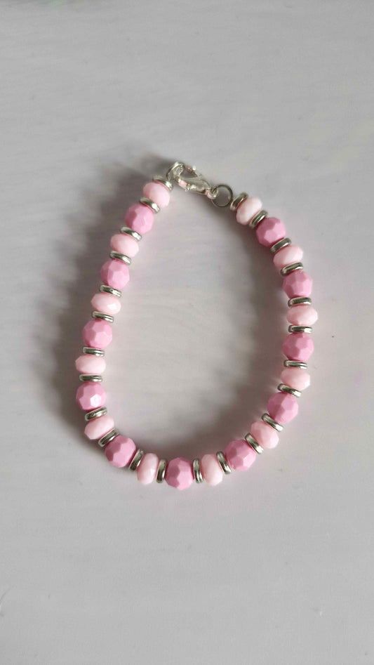 Blush Pink Ombré & Silver Disc Bracelet