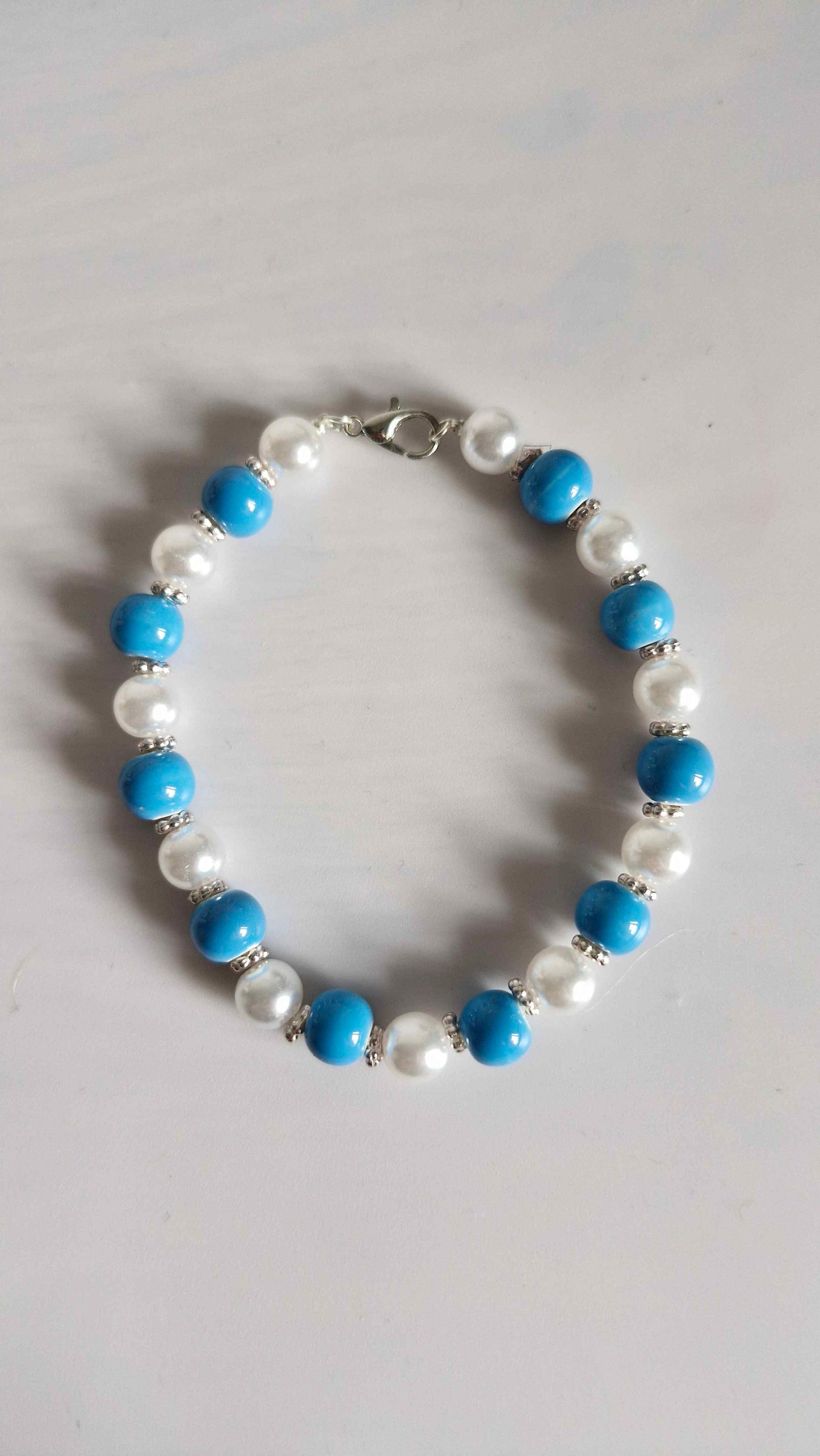 Azure Sky & Pearl Beaded Bracelet