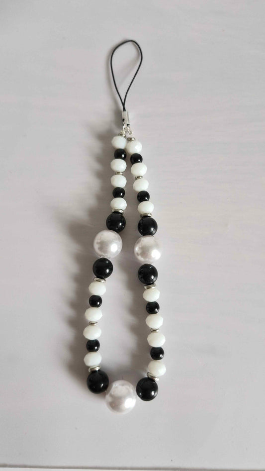 Monochrome Mod Black & White Beaded Loop Charm