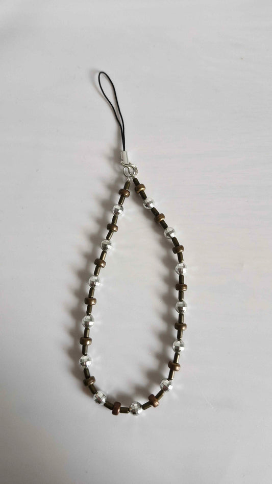 Distressed Bronze & Disco Ball Beaded Loop Charm