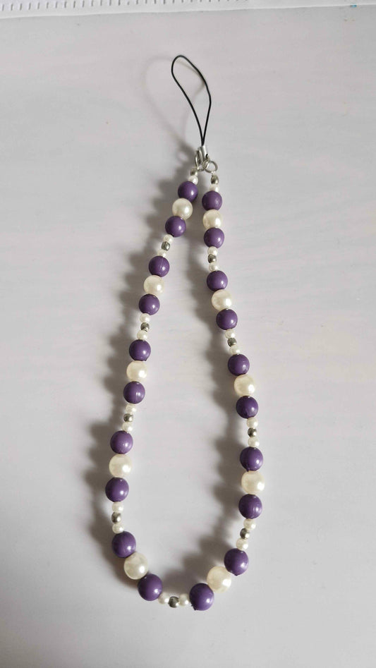 Pearl & Deep Purple Beaded Loop Charm
