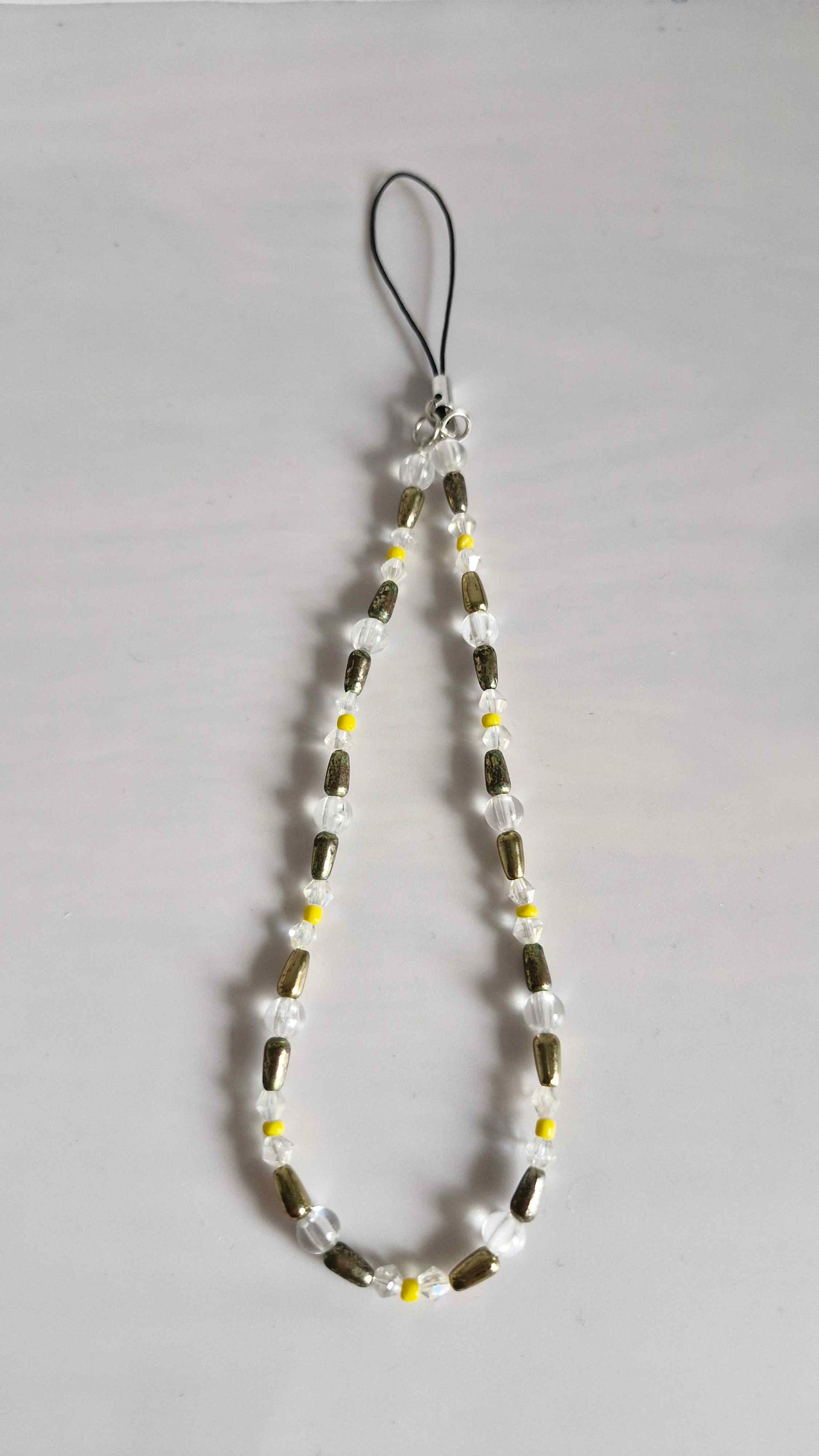 Silver Pyrite Nuggets & Clear Crystal Loop Charm