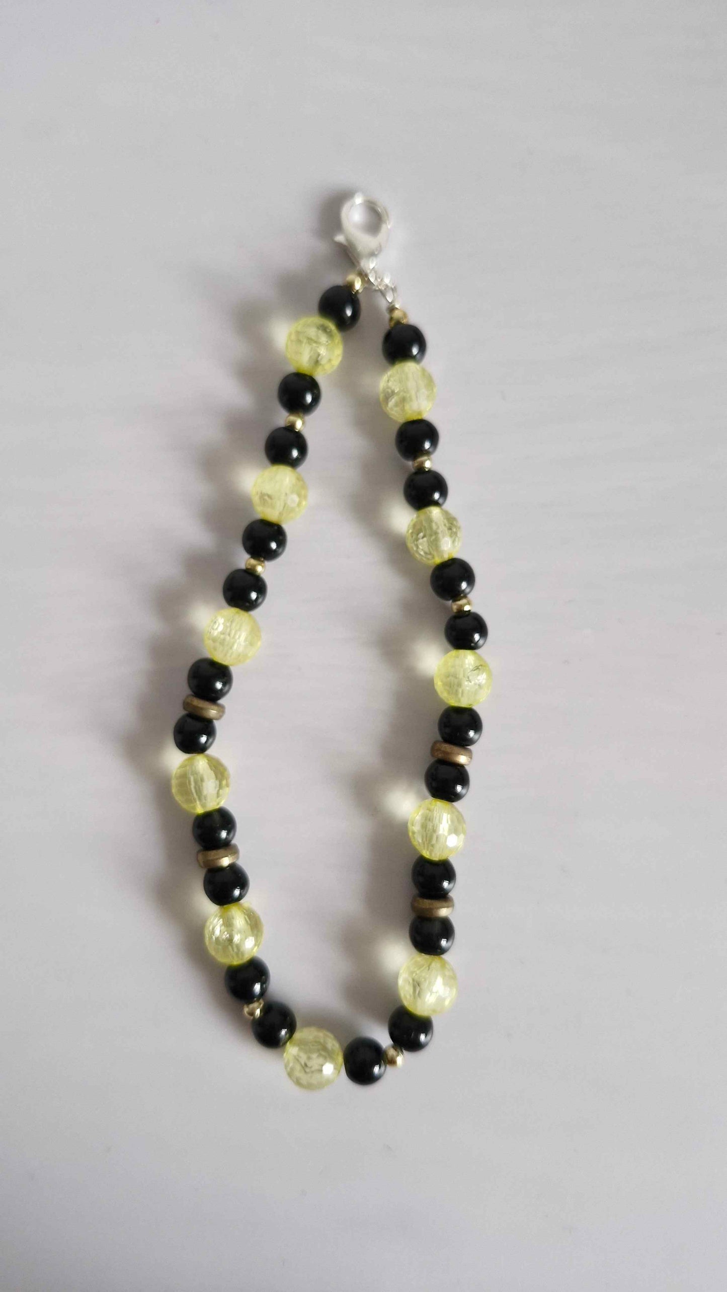 Citrine Crackle & Noir Beaded Keychain Charm