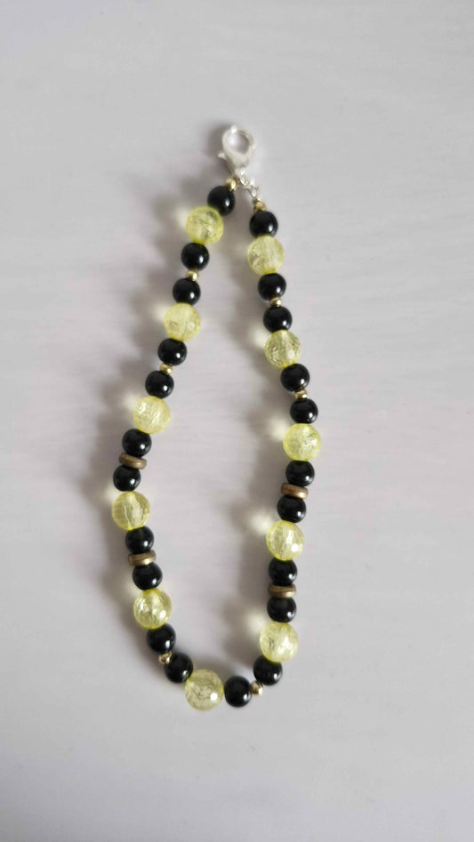 Citrine Crackle & Noir Beaded Keychain Charm