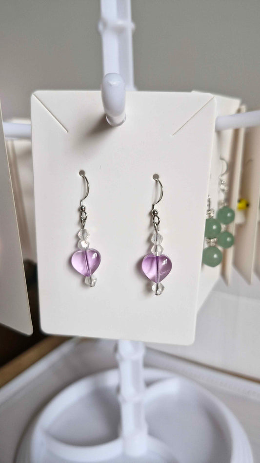 Amethyst Dream Heart Dangles