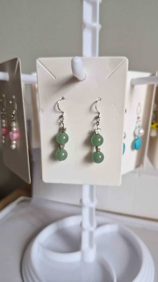 Sage Green Jade-Style Butterfly Dangles