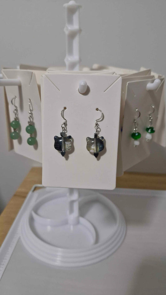 Midnight Mist Feline Earrings