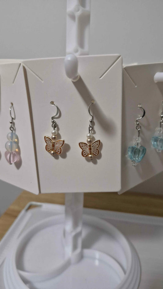 Golden Meadow Butterfly Earrings